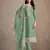 Light teal heavy orgenza with embroidery straight salwar suit
