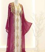 HOT Pink and white wedding kaftan for women
