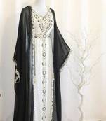 Black & white handcrafted zari work stitched dress georgette kaftan  dress