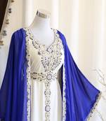 Royal blue & white handcrafted zari work stitched dress georgette kaftan  dress