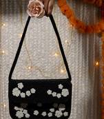 Black Rose Beaded Velvet Purse