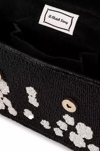Black Rose Beaded Velvet Purse