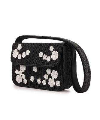 Black Rose Beaded Velvet Purse 4