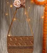 Gold Antique Gleam Heart Velvet Purse