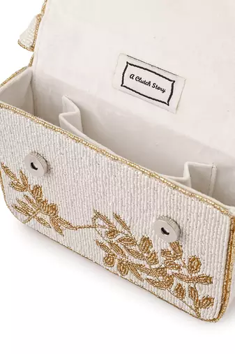 Ivory & gold gleam Velvet purse