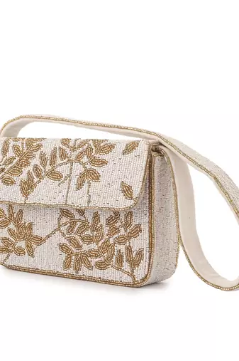 Ivory & gold gleam Velvet purse