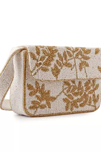 Ivory & gold gleam Velvet purse