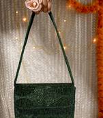 Evergreen luxe beaded Velvet purse