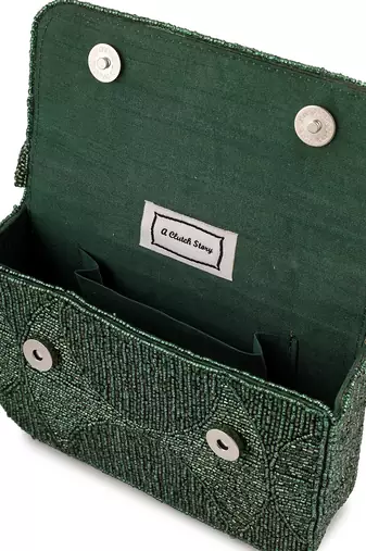 Evergreen luxe beaded Velvet purse