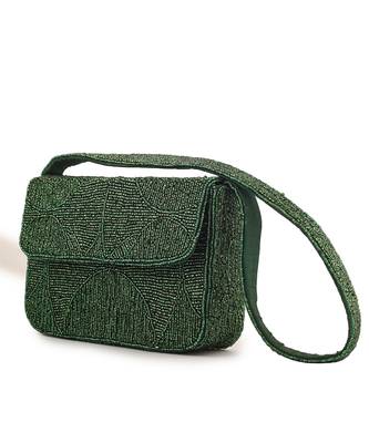 Evergreen luxe beaded Velvet purse 4
