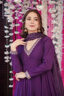 Wine color chanderi beautiful festive wear kurta set 3