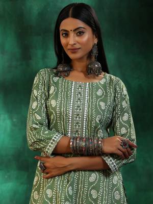Pista color roman slub fabric trendy and stylish readymade kurta set 3