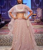 Pink Georgette Designer Sequins Thread Embroidery Work Lehenga