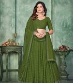Mehndi Georgette Sequin Embroidered Partywear Lehenga