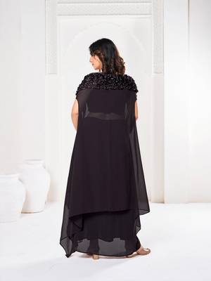 Stylish Black Silk self Flower Design Partywear Lehenga 2