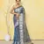 gold turquoise dual tone organic tissue jamdani saree with blouse piece