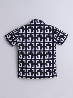 Black geometric printed cotton blend co-ord set 2
