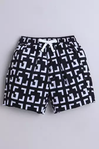 Black geometric printed cotton blend co-ord set