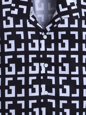 Black geometric printed cotton blend co-ord set 5