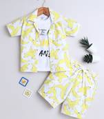Yellow banana printed cotton blend co-ord set