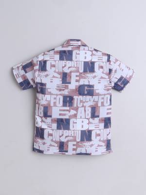 Beige alphabet printed cotton blend co-ord set 2