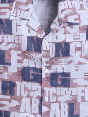 Beige alphabet printed cotton blend co-ord set 5