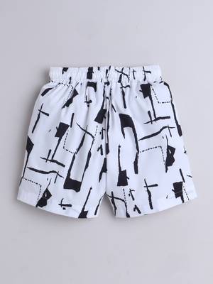 White abstract printed cotton blend co-ord set 4