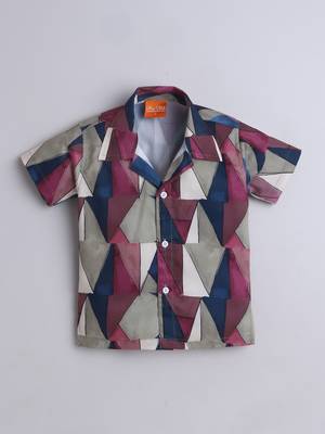 Maroon abstract printed cotton blend co-ord set 3