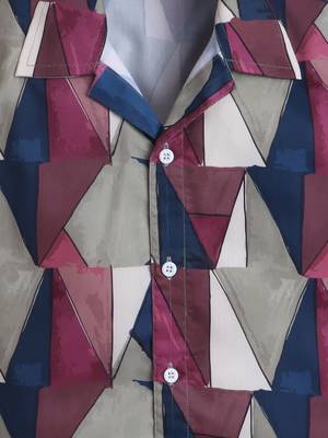 Maroon abstract printed cotton blend co-ord set 5