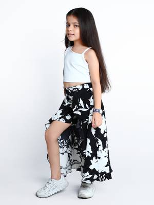 White floral printed cotton blend co-ord set for kids 3