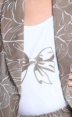 Brown botanical printed cotton blend co-ord set for kids 5