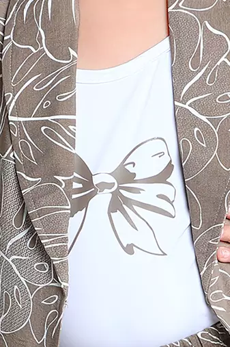 Brown botanical printed cotton blend co-ord set for kids