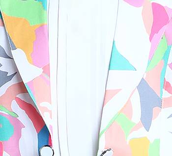 White abstract printed cotton blend co-ord set for kids 5