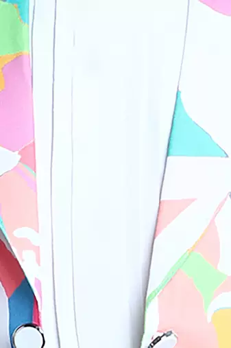 White abstract printed cotton blend co-ord set for kids