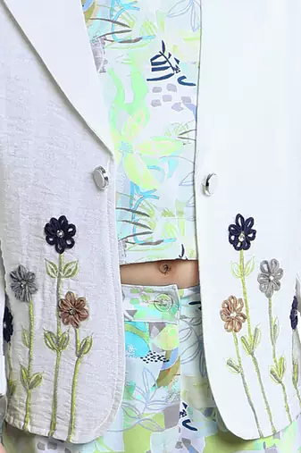 Green embroidered cotton blend co-ord set for kids