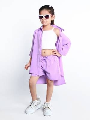 Purple plain cotton oversize co-ord set 1