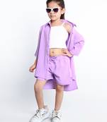 Purple plain cotton oversize co-ord set