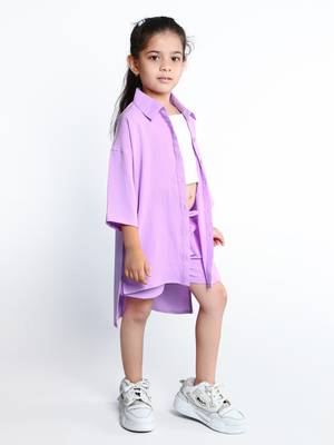 Purple plain cotton oversize co-ord set 4