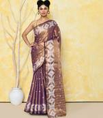 gold blue dual tone organic tissue jamdani saree with blouse piece