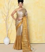 silver gold organic tissue saree with blouse piece
