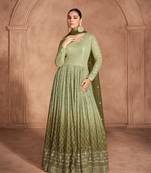 Beautiful bollywood style green color georgette fabric heavy designer embroidery work anarkali dress
