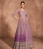Beautiful bollywood style pink color georgette fabric heavy designer embroidery work anarkali dress