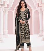 Black color pure jacquard viscose ceremonial salwar kameez