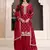Red color chinon fabric heavy embroidery work heavy palazzo dress