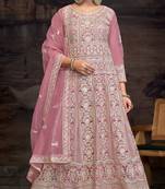 Pink color designer net fabric beautiful anarkali dress for wedding looks