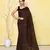 Chocolate brown sequin soft pure cotton saree with blouse piece
