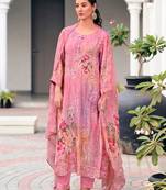 Pink color designer digital printed salwar kameez with embroidery work georgette fabric