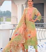 Green color designer digital printed salwar kameez with embroidery work georgette fabric