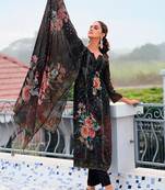 Black color designer digital printed salwar kameez with embroidery work georgette fabric