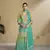 Sea green color chinon fabric bandhej palazzo dress with beautiful embroidery work